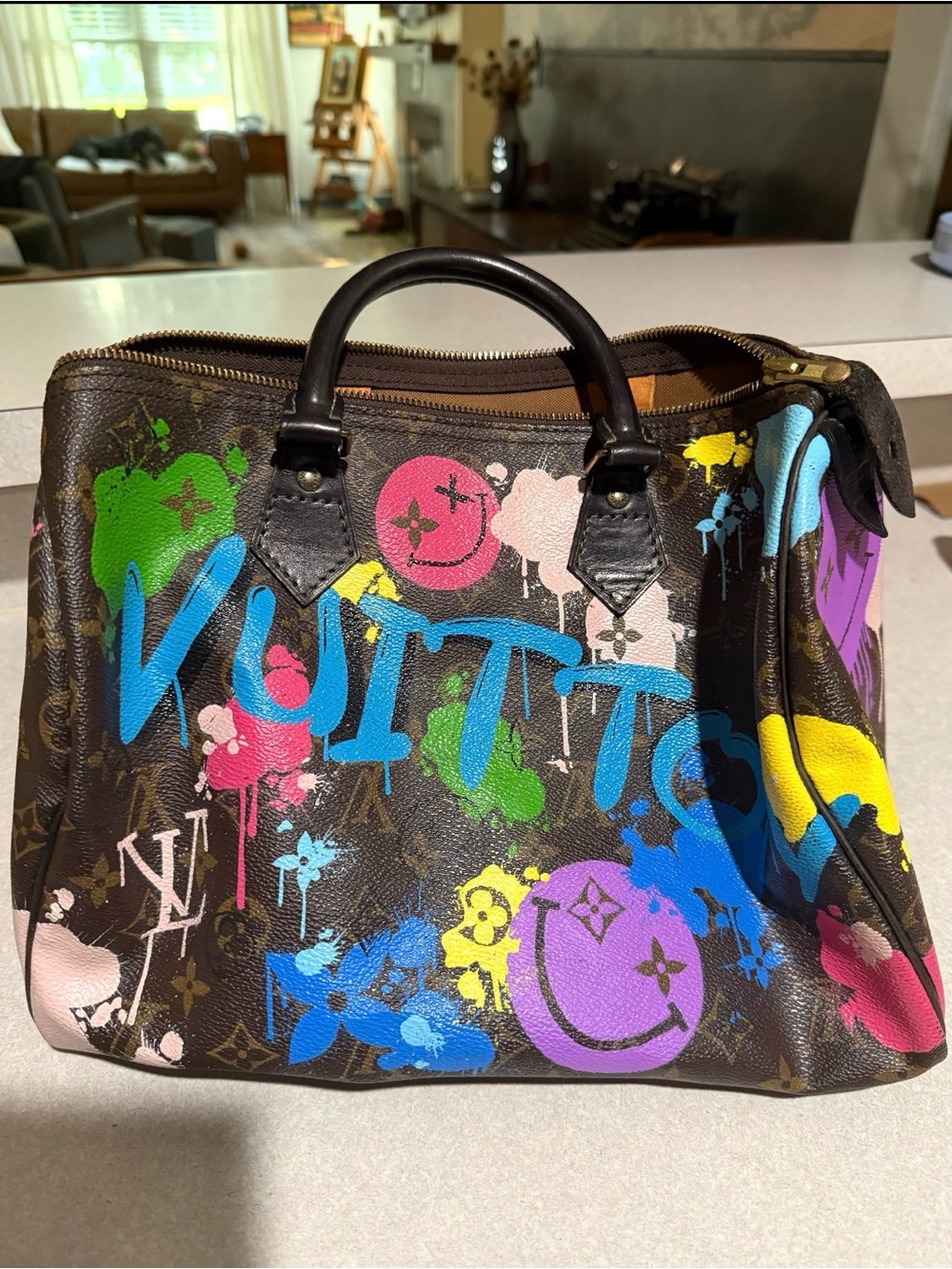 Louis Vuitton Multicolor Graffiti Monogram Speedy 30 - Brown Canvas Upcycled